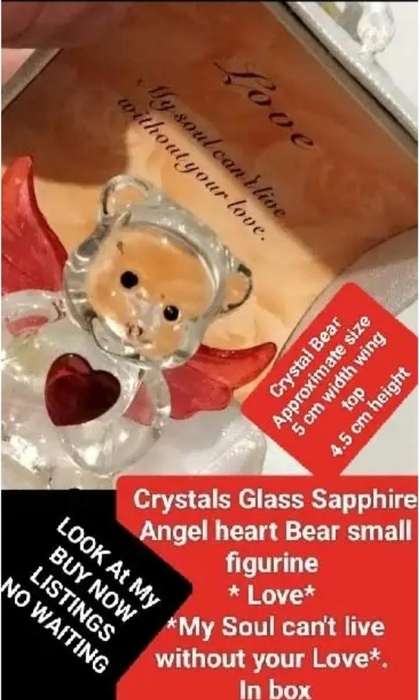 Crystal Red Garnet heart Glass Angel Bear figurine LOOK at My BUY NOW items NO WAITING