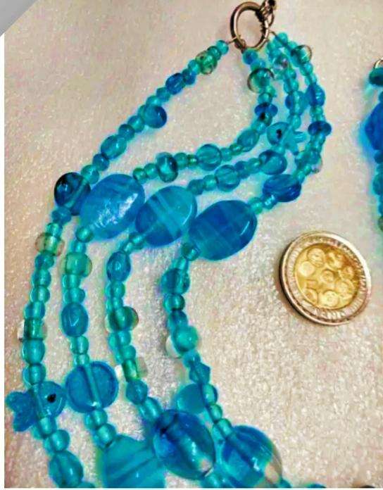NECKLACE Choker  4 Strand Lampwork glass beads  Little Fish multiple shapes colour Round shape beads
