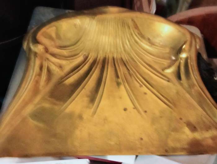 Art Deco BRASS DUST PAN 1 Vintage- BELDREY England+1 Brush - showing ware
