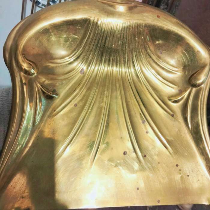 Art Deco BRASS DUST PAN 1 Vintage- BELDREY England+1 Brush - showing ware