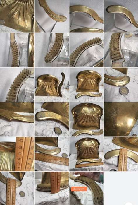 Art Deco BRASS DUST PAN 1 Vintage- BELDREY England+1 Brush - showing ware
