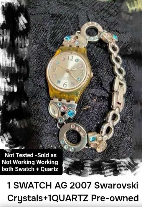 2 VTG watches 1SWATCH AG 2007 Swarovski Crystals+1 QUARTZ  Not Working LOOK At My BUY NOW NO WAITING