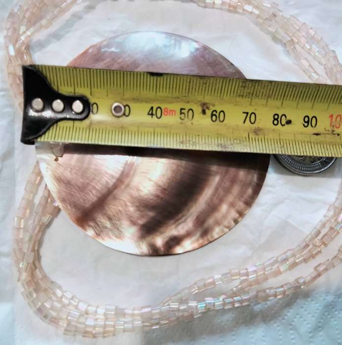 Necklace Genuine MOTHER of PEARL PENDANT 3 Strand Beads Chain LOOK at My BUY NOW Listings NO WAITING