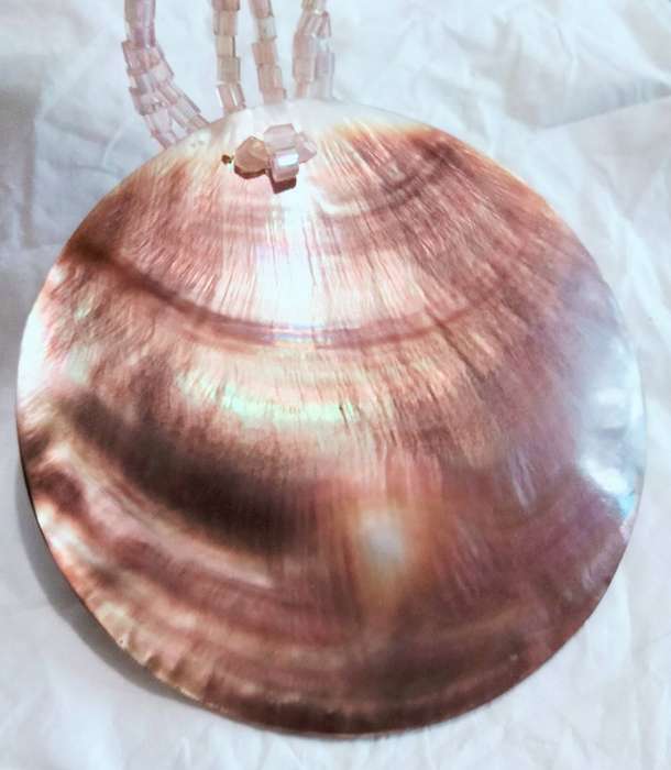 Necklace Genuine MOTHER of PEARL PENDANT 3 Strand Beads Chain LOOK at My BUY NOW Listings NO WAITING