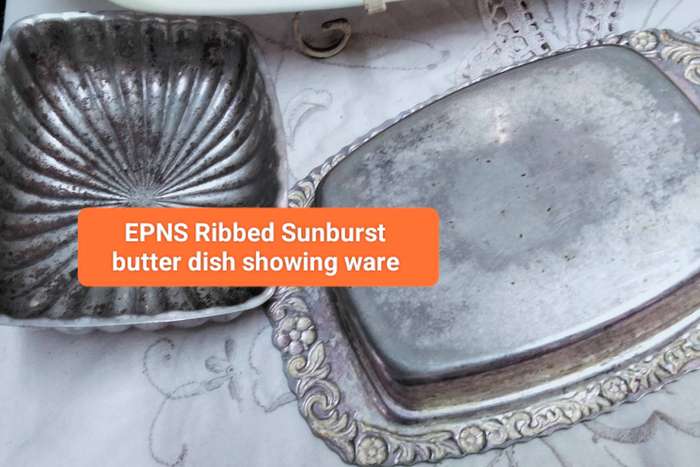 CARLTON WARE Snack Serving Dish 5 Division-Sunburst Butter dish+GLASS inner+Vinegar decanter