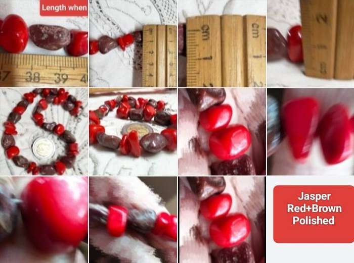 Necklace RED JASPER QUARTZ Acorn red grey quartz veins mix small Chunky semi PRECIOUS GEMSTONE