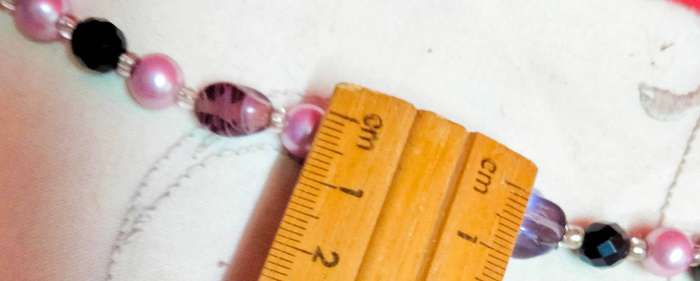 Necklace Murano Italy-Glass lampwork handcrafted beads 3 big Pink Purple gold foil+swirl+faux pearl