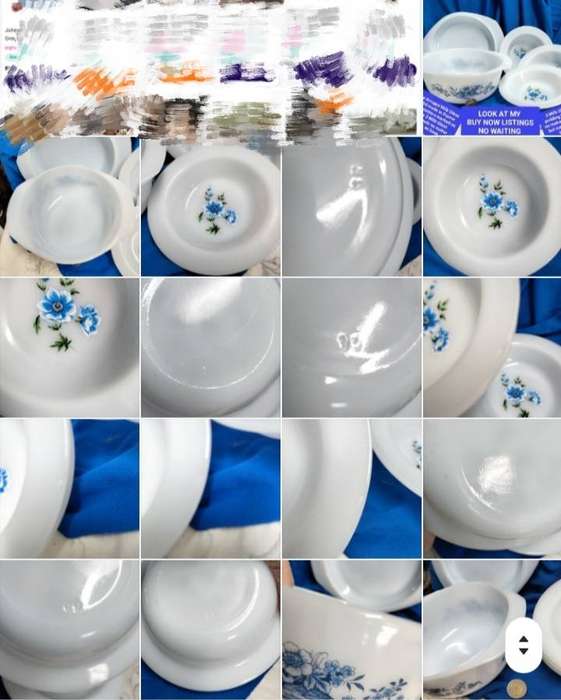 4 Milk Glass 1 Arcopol France Casserole dish+lid KALINKA+3 small bowlLOOK At My BUY NOW - NO WAITING