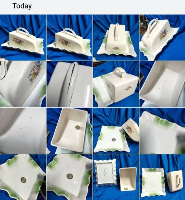 Vintag ceramic mix-Cheese or butter dome+square plate scallop Edge At My BUY NOW items NO WAITING