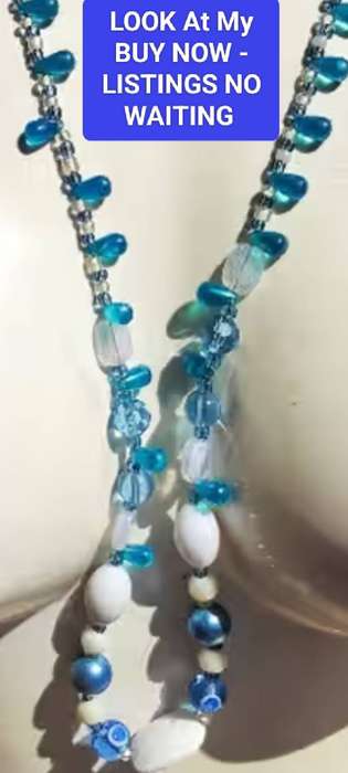 1 Necklace Vintage Murano art glass beads+ large acrylic LOOK AT MY BUY NOW LISTINGS NO WAITING