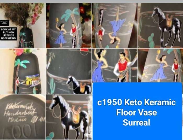 KETO KERAMIK no. 1007 Floor Vase -15 Mexico 1950s hand made Germany