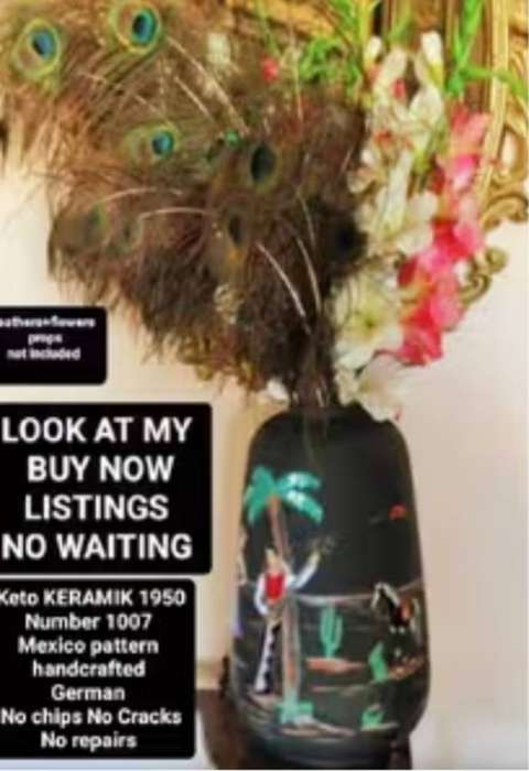 KETO KERAMIK no. 1007 Floor Vase -15 Mexico 1950s hand made Germany