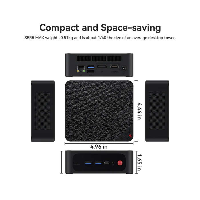 Beelink Mini PC SER5 MAX, AMD Ryzen 7, 4.4Ghz 5800 512GB 16GB Win 11
