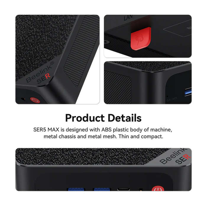 Beelink Mini PC SER5 MAX, AMD Ryzen 7, 4.4Ghz 5800 512GB 16GB Win 11
