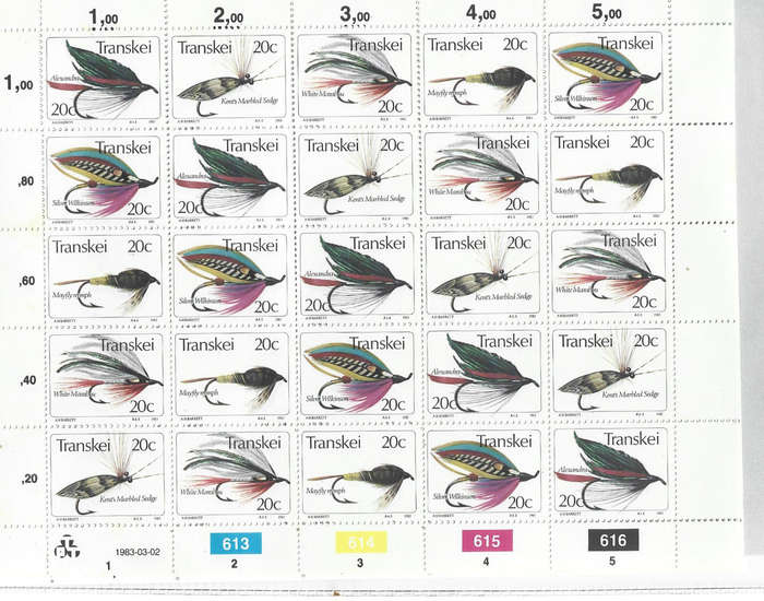 Transkei 1983 MNH sheet Fishing flies as scanned