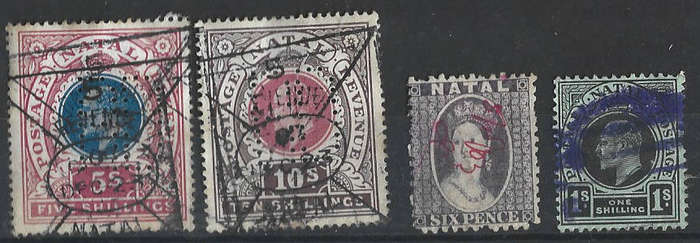 Natal Victoria and Edward appear to be   used as revenues 5/- and 10/- also perfined
