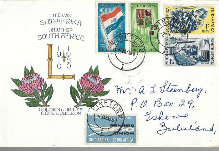 S.A.Union 2/5/60 SACC 178/182 on illustrated FDC