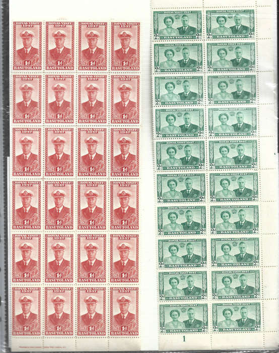 Basutoland 1947 Royal Visit MNH blocks as scanned