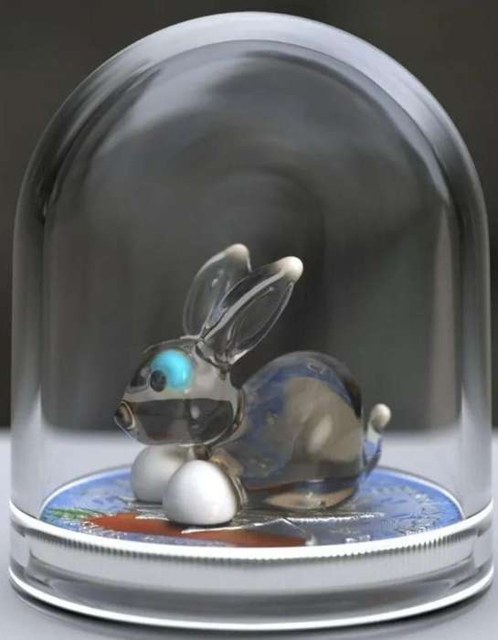 Murano Glass Series: Rabbit  Maple Leaf $5 (1oz) Canada Silver Coin of 2022 Colourised with Figurine