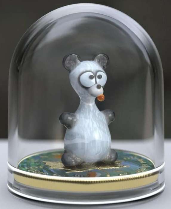 Murano Glass Series: Panda Maple Leaf $5 (1oz) Canada Silver Coin of 2022 Colourised with Figurine