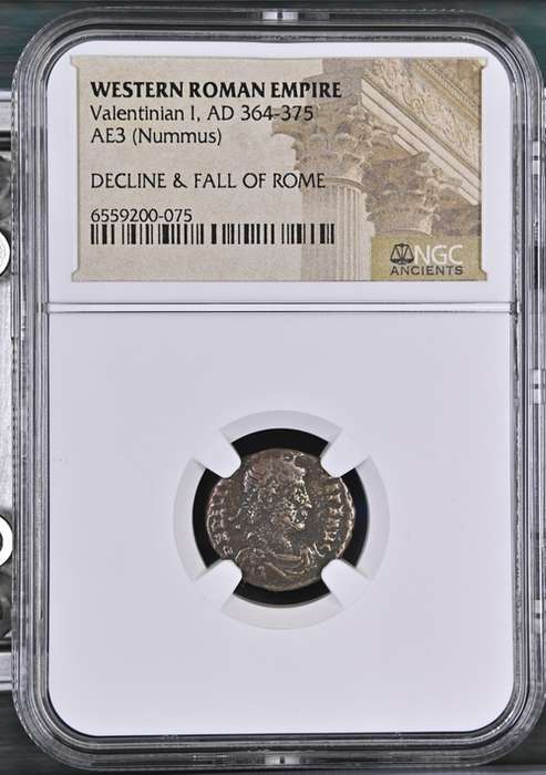 Ancient Coin : Valentinian I, AD 364-375 Western Roman Empire AE3 (Nummus) Decline & Fall Of Rome