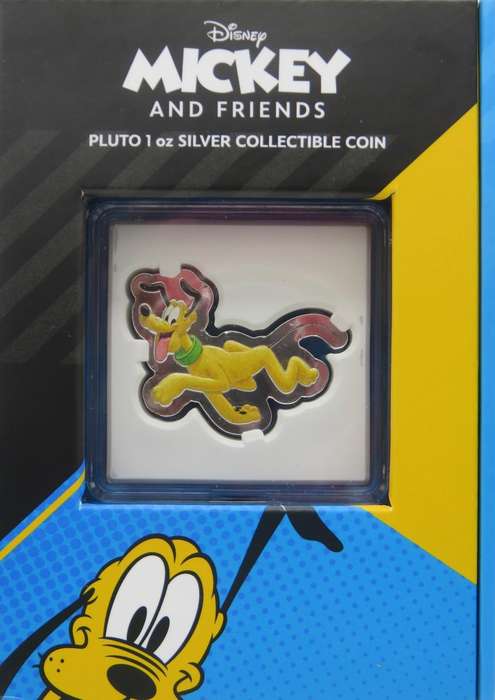 Disney® Pluto Shaped Colourised 1oz Silver 2021 Niue.