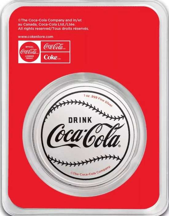 Coca-Cola® Vintage Batter Up 1oz Silver Colourised Round.