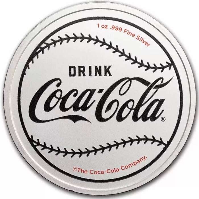Coca-Cola® Vintage Batter Up 1oz Silver Colourised Round.