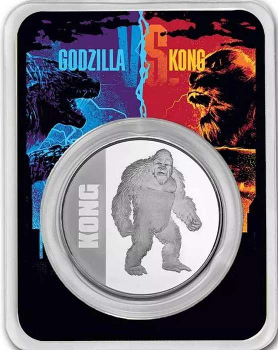 King Kong ® 1oz Silver vs Godzilla: Official Coin in Movie Niue $2 2021.