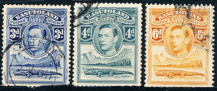 Basutoland - 1938 - Geo 6 - 3d, 4d, 6d fine used . SACC 23-25 .