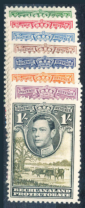 Bechuanaland - 1938-52 - Geo 6 - ½d to 1s fine mint . SG 118-125 .