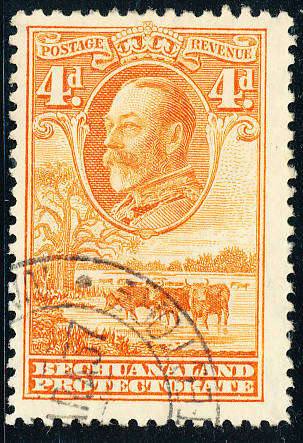 Bechuanaland - 1932 - Geo V - 4d orange fine used . SG 103 .