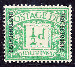 Bechuanaland Postage Dues - 1926 - G.B. Stamps Ovptd - ½d emerald mint hinged . D1 .