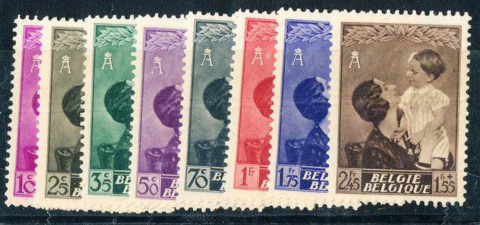 Belgium - 1937 - Queen Astrid Utility Fund - set of 8 mint hinged . SG 787-794 .