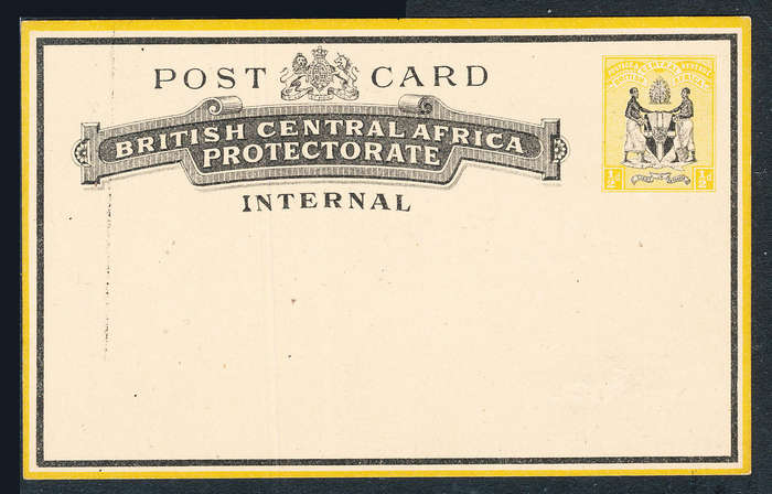 British Central Africa - 1890 - ½d yellow & black internal postcard fine unused condition .