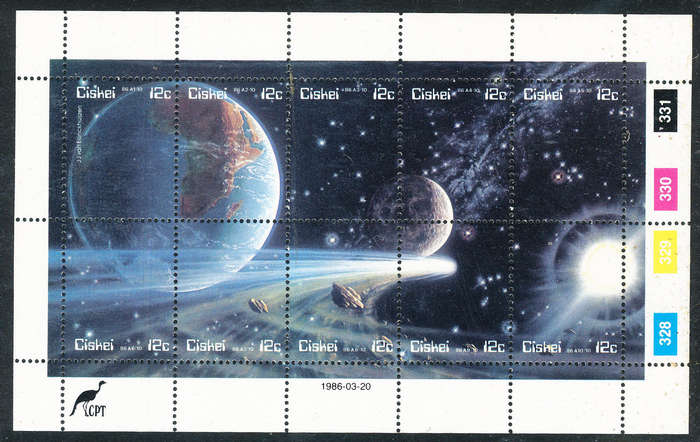 Ciskei - 1986 - Halleys Comet - sheet of 10 mint unhinged . SG 87-96 .