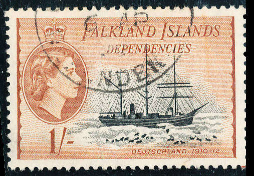 Falkland Islands Depedencies - 1964 - 62 - Eliz Defins - 1s black & brown fine used . SG G365 .