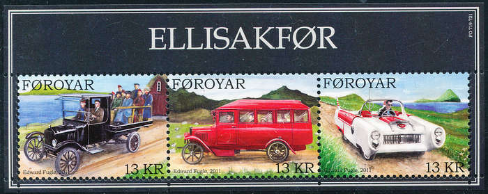 Faroe Islands - 2011 - Vintage Cars - m/sheet of 3 stamps mint unhinged . SG 652 .