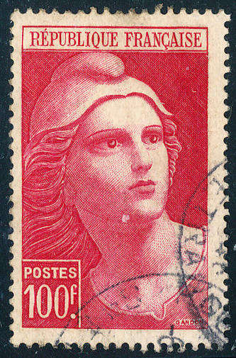 France - 1945 - 46 - Marianne Defins - 100f carmine fine used . SG 935 .