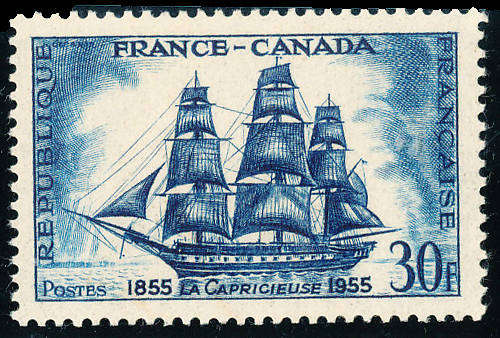 France - 1955 - Cent of Voyage - 30F deep-blue & turq mint unhinged . SG 1261 .