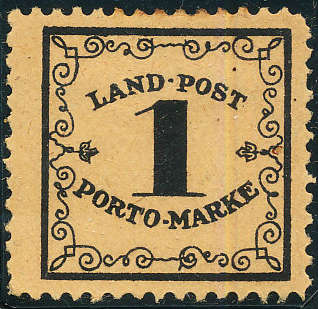 German States Baden - 1862 - Rural Postage Due - 1K black/ yellow mint hinged . D 39.