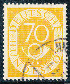 Germany West - 1951-52 - Defins - 70 Pf yellow fine used . SG 136 .