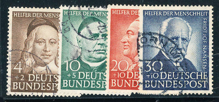 Germany West - 1953 - Humanitarian Relief Fund - set of 4 fine used . SG 173-176 .