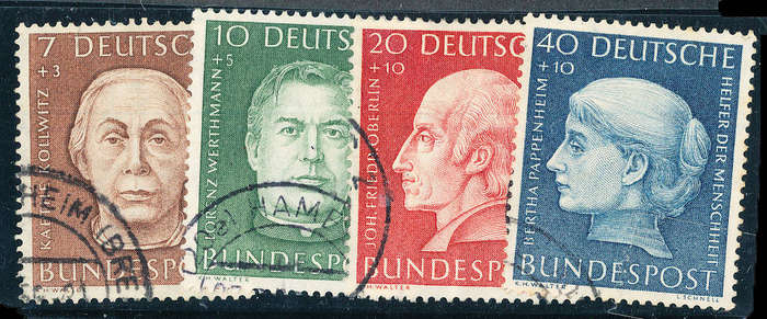 Germany West - 1954 - Humanitarian Relief Fund - set of 4 fine used . SG 200-203 .