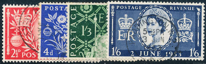 Great Britain - 1953 - Coronation - set of 4 fine used . SG 532-535 .