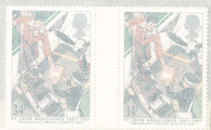 Great Britain - 1987 - Cent of St. John Ambulance Brigade - set of 4 mint unhinged gutter pairs . SG