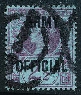 Great Britain Official Stamps - 1896 - 01 - Victoria Army Official - 2½d purple/ blue fine used . SG