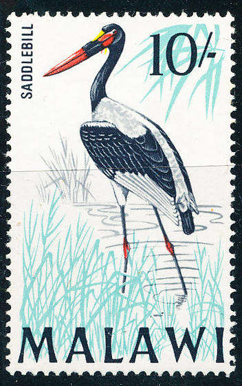 Malawi - 1968 - Birds - 10s (Saddle Bill Stork) fine used . SG 321 .