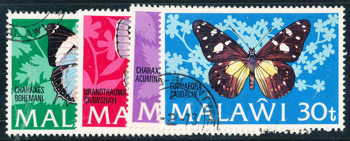 Malawi - 1973 - Butterflies - set of 4 fine used . SG 429-432 .