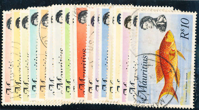 Mauritius - 1969-73 - Eliz - Marine Life - set of 18 fine used . SG 382-399 .
